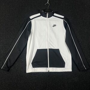 Nike Women's XL Track Jacket Athletic Active White Black Full Zip Colorblock
